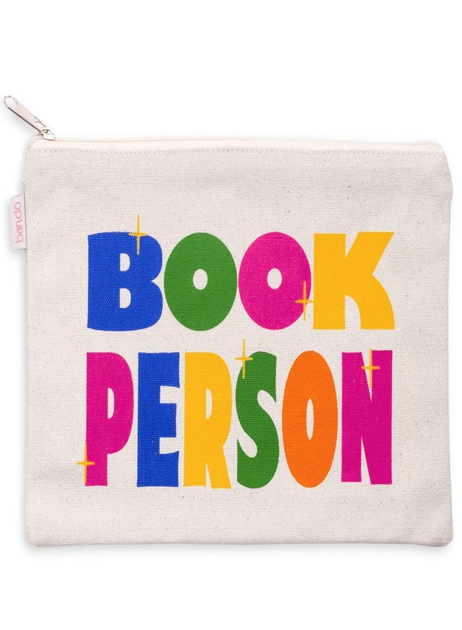 ban.do Canvas Pen and Pencil Case for Adults, Small Zipper Pouch for Office/Art Supplies, Travel Toiletries, Makeup, Book Person - Image 1