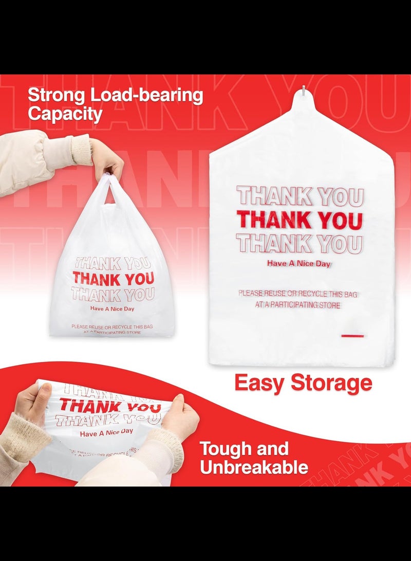 Plastic Bags, 50 Count Thank You Bags, Plastic Bags With Handles For Shopping, Grocery, Plastic Bags For Small Business , Recyclable T Shirt Bags, White Plastic Bag,20x33cm - Image 5