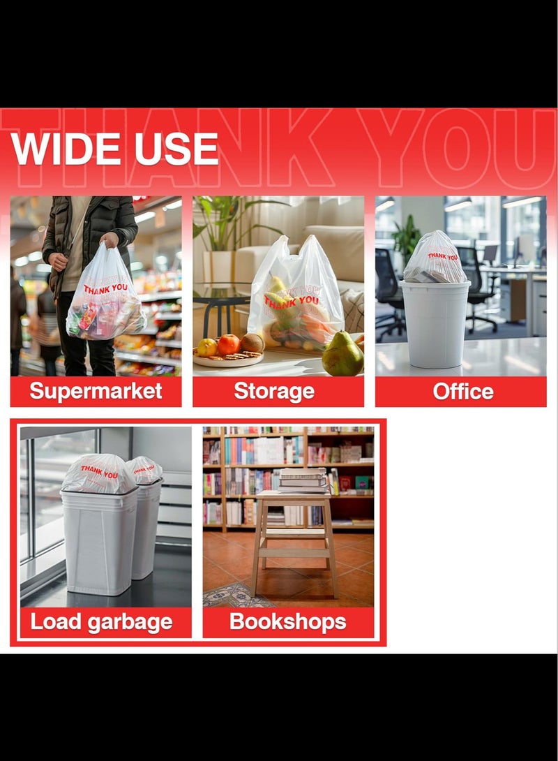 Plastic Bags, 50 Count Thank You Bags, Plastic Bags With Handles For Shopping, Grocery, Plastic Bags For Small Business , Recyclable T Shirt Bags, White Plastic Bag,20x33cm - Image 2
