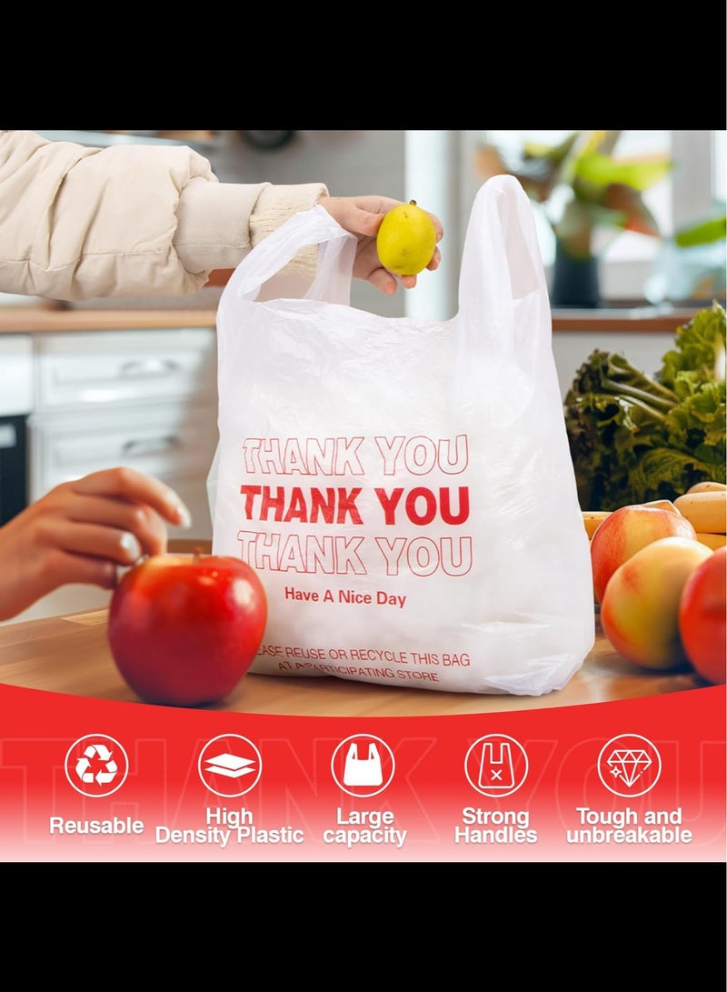 Plastic Bags, 50 Count Thank You Bags, Plastic Bags With Handles For Shopping, Grocery, Plastic Bags For Small Business , Recyclable T Shirt Bags, White Plastic Bag,20x33cm - Image 4