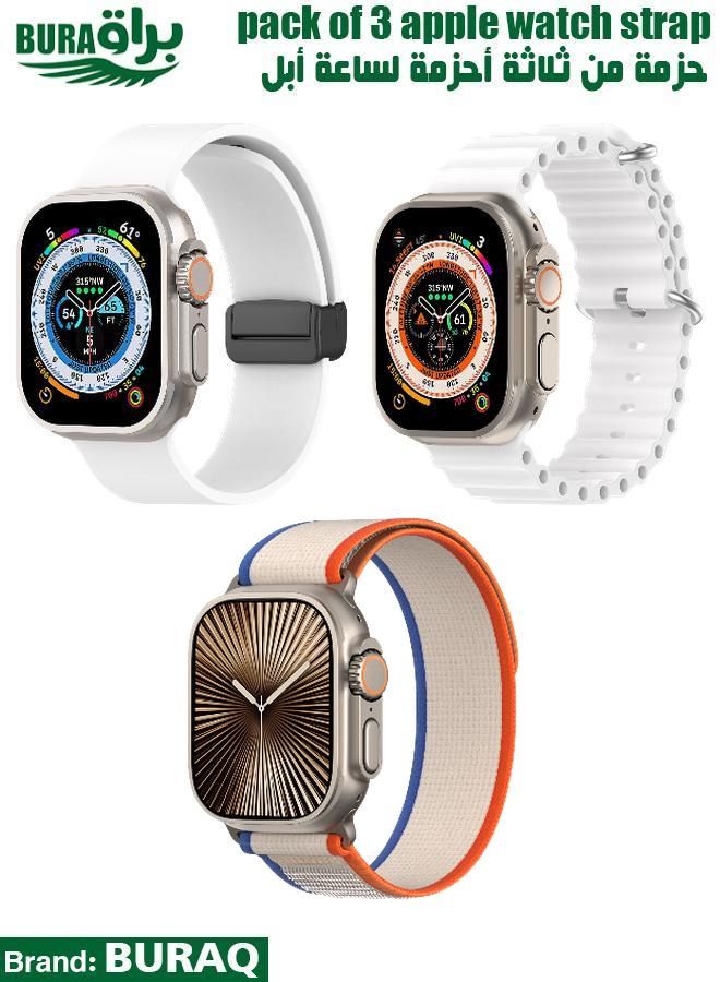 BURAQ Apple Watch Band Strap For Apple Watch Ultra 2/Ultra 49mm, Series 10 46mm, 9/8/7 45mm, SE2/SE/6/5/4 44mm, 3/2/1 42mm