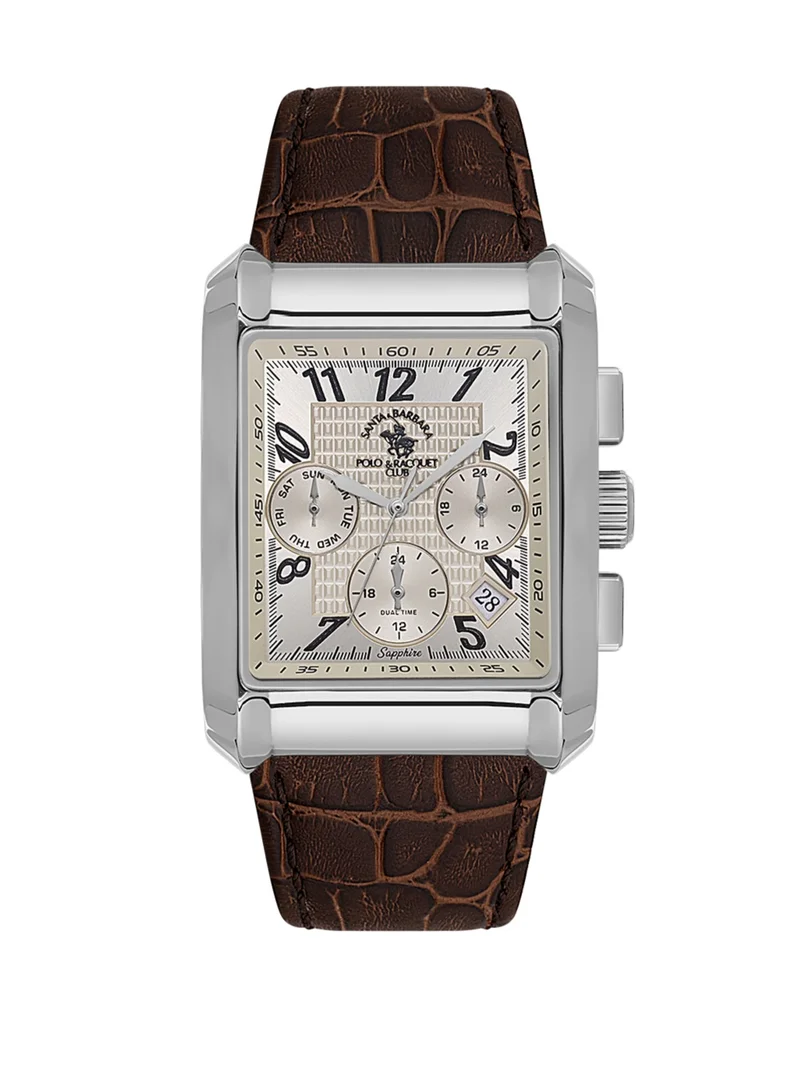 SANTA BARBARA POLO & RACQUET CLUB Santa Barbara Polo & Racquet Club - Legend Men's Watch | Leather Band with Steel Case | Analog | Square Dial | Sapphire Glass | Japanese Quartz | Water Resistance 50 Meters