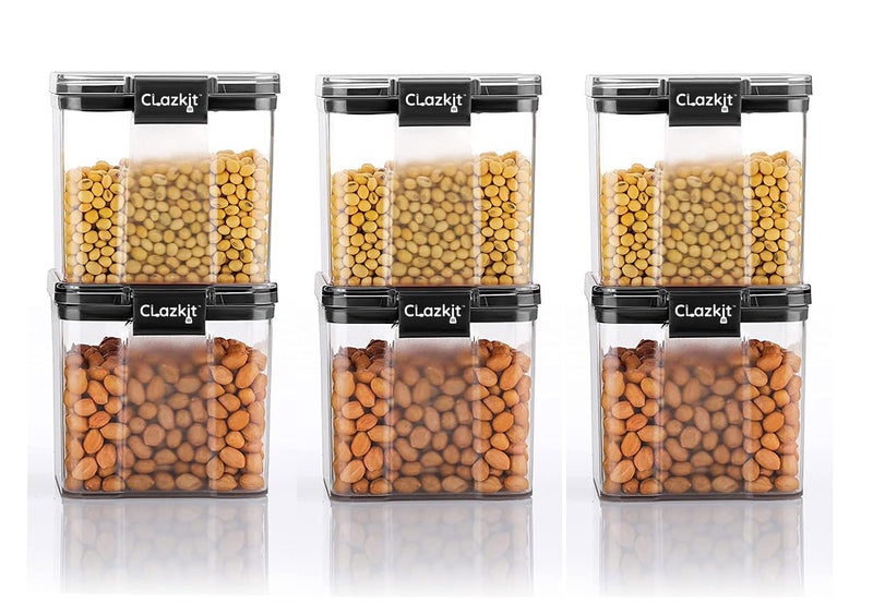 Clazkit Air Tight Lock & Lock Containers Storage Set For Kitchen, Pantry Organization, Bpa-Free, Dishwasher Safe (Pack Of 6, Black,700 ml, Plastic) - Image 4