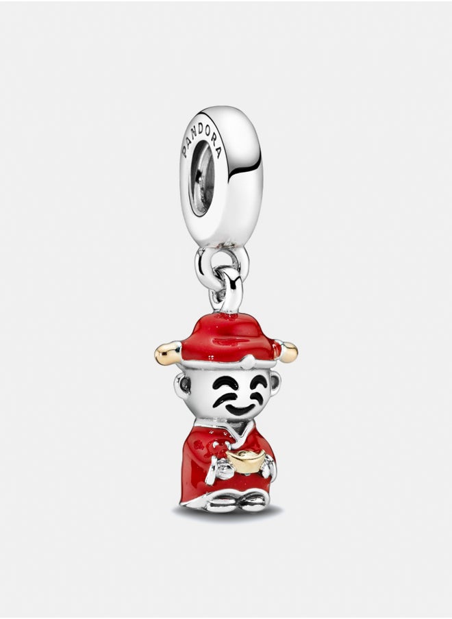 PANDORA God Of Wealth Silver Dangle with 14K, Red And Black Enamel 
