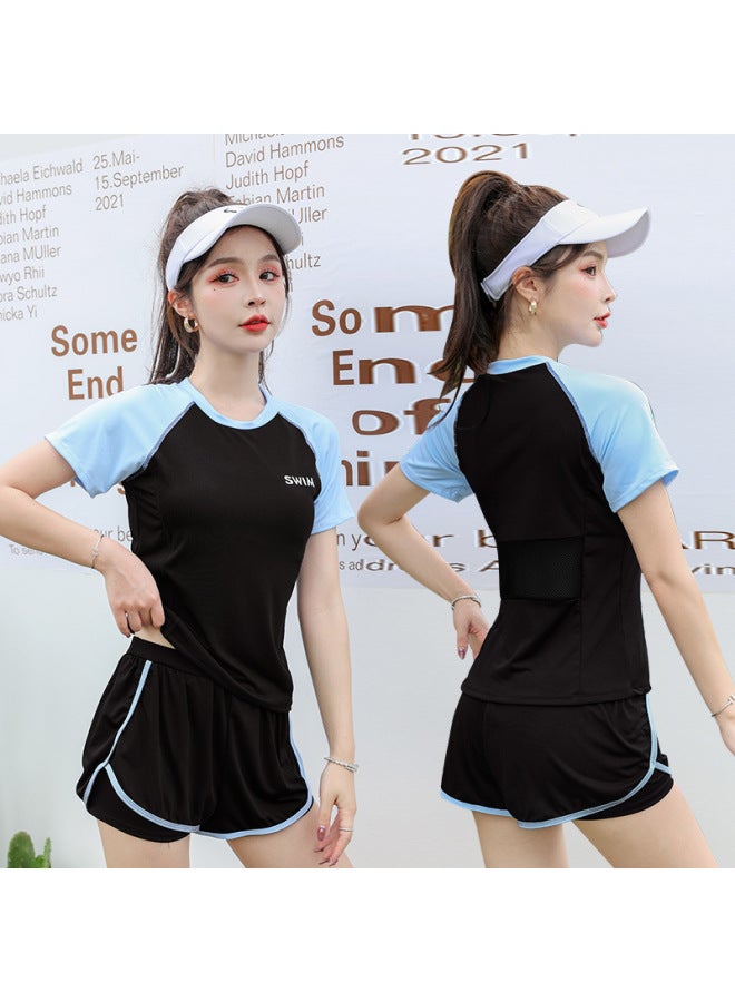 Brand Split Swimsuit Sports Women's Sports Belly Cover Slim Short Sleeve Professional  Swimwear