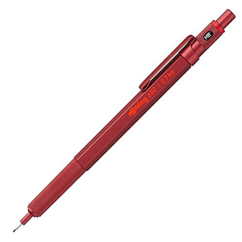 Rotring قلم رصاص ميكانيكي روتراينج 600 | HB 0.7 مم | جسم معدني أحمر بالكامل | أسطوانة سداسية - Image 1