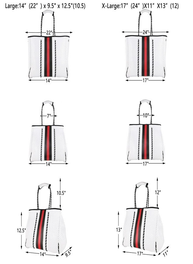 QOGiR Neoprene Multipurpose Beach Bag Tote with Inner Zipper Pocket (White, Large) … - Image 2