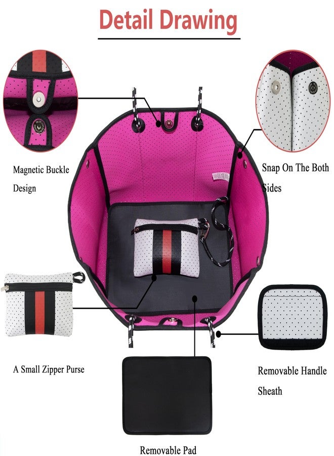 QOGiR Neoprene Multipurpose Beach Bag Tote with Inner Zipper Pocket (White, Large) … - Image 4
