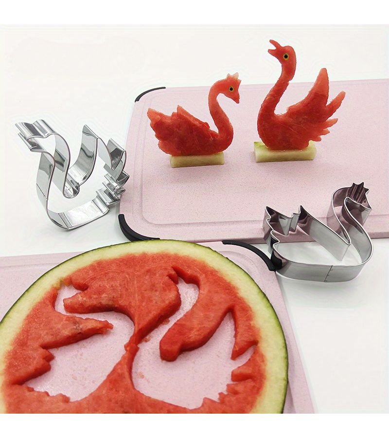 1 Pair Swan AB Size Stainless Steel Swan Cookie Cutter 304 Grade Safe Durable Slice Tool For Baking Crafts Holiday Celebrations Perfect For Thanksgiving Christmas Easter Festive Baking - Image 1
