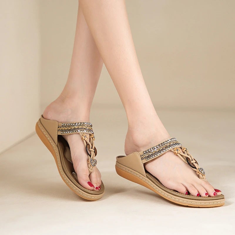 Women's 2026 Summer New Style Soft Sole Bohemian Flip-Flops – Fairy Style Versatile Casual Comfort Slippers - Image 1