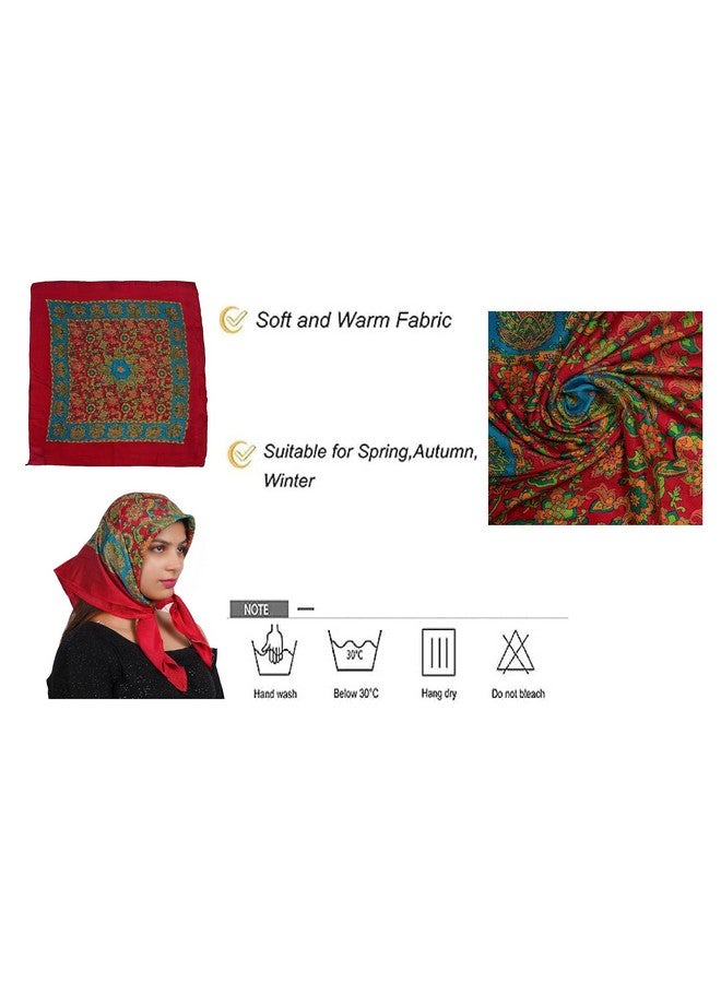 CHACKO Scarf for Women Winter Woolen Lightweight Fashion Scarves, Wrap in Print Floral Pattern_Pack Of 2,Red - Image 4