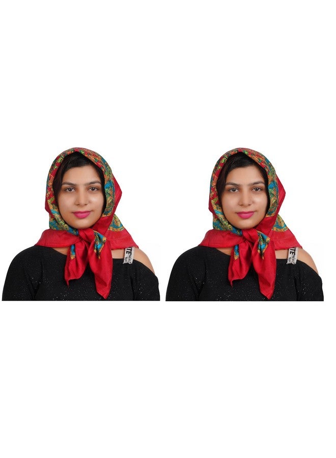 CHACKO Scarf for Women Winter Woolen Lightweight Fashion Scarves, Wrap in Print Floral Pattern_Pack Of 2,Red - Image 1
