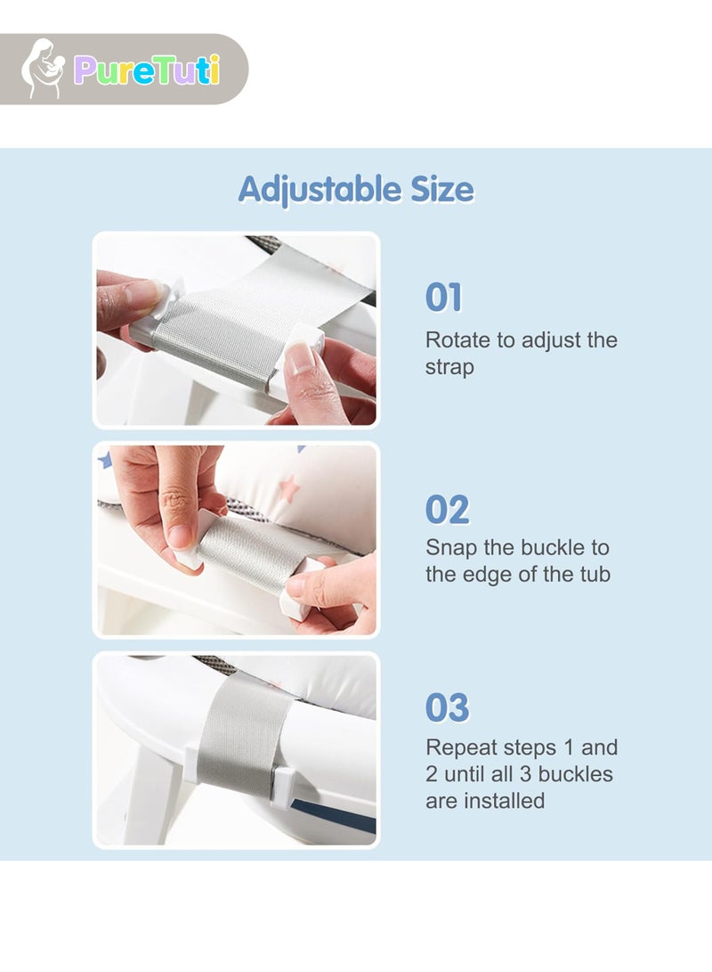 طفل نقي وسادة دعم حمام الطفل، ناعمة وجيدة التهوية وقابلة للتوصيل بحوض الاستحمام، وسادة عائمة لحوض الاستحمام للأطفال الصغار - Image 5