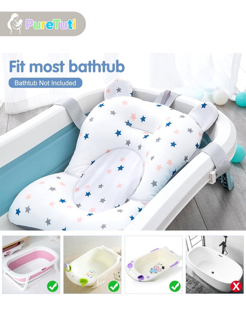 طفل نقي وسادة دعم حمام الطفل، ناعمة وجيدة التهوية وقابلة للتوصيل بحوض الاستحمام، وسادة عائمة لحوض الاستحمام للأطفال الصغار - Image 4