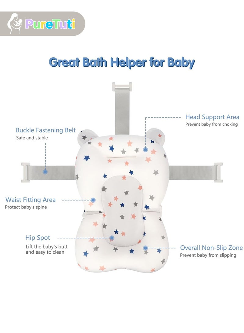 طفل نقي وسادة دعم حمام الطفل، ناعمة وجيدة التهوية وقابلة للتوصيل بحوض الاستحمام، وسادة عائمة لحوض الاستحمام للأطفال الصغار - Image 2