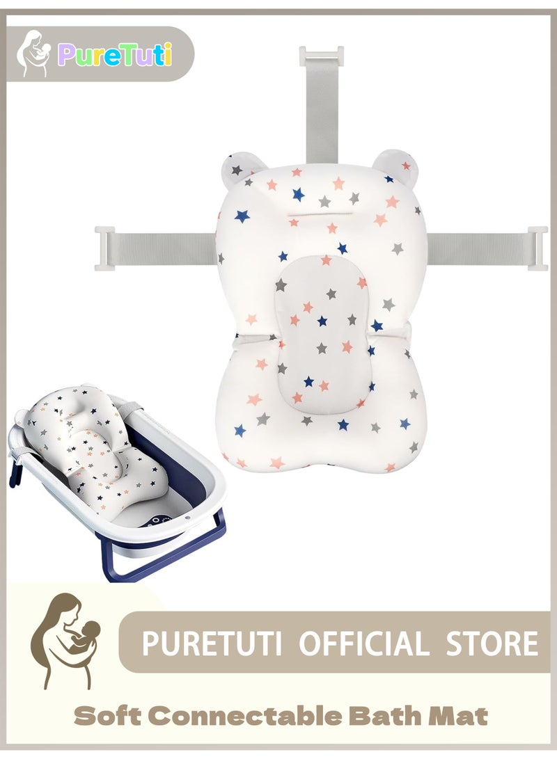 طفل نقي وسادة دعم حمام الطفل، ناعمة وجيدة التهوية وقابلة للتوصيل بحوض الاستحمام، وسادة عائمة لحوض الاستحمام للأطفال الصغار - Image 1