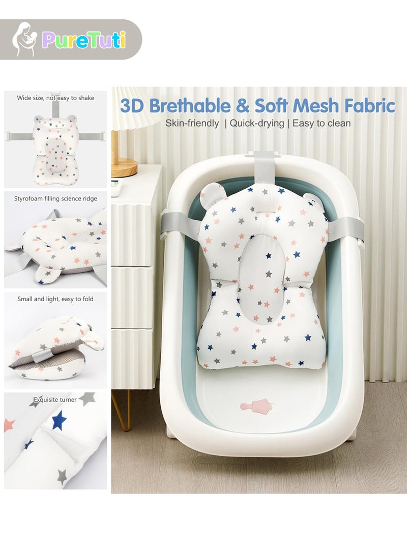 طفل نقي وسادة دعم حمام الطفل، ناعمة وجيدة التهوية وقابلة للتوصيل بحوض الاستحمام، وسادة عائمة لحوض الاستحمام للأطفال الصغار - Image 3