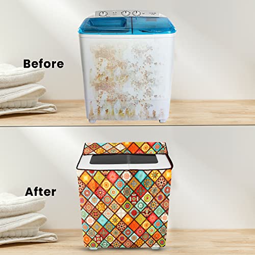 E-Retailer® Polyester Semi Automatic Washing Machine Cover With Zip Enclosure Suitable For 5kg to 8kg (Color-Printed Multi, Size-33x22x37 Inches) - Image 4