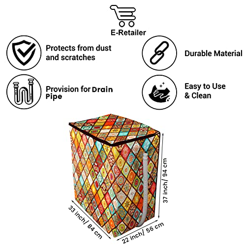E-Retailer® Polyester Semi Automatic Washing Machine Cover With Zip Enclosure Suitable For 5kg to 8kg (Color-Printed Multi, Size-33x22x37 Inches) - Image 3