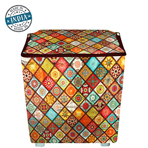 E-Retailer® Polyester Semi Automatic Washing Machine Cover With Zip Enclosure Suitable For 5kg to 8kg (Color-Printed Multi, Size-33x22x37 Inches) - Image 5