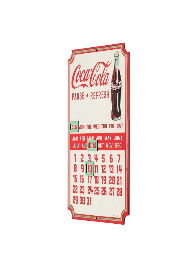 Open Road Brands Coca-Cola Calendar - Vintage Embossed Metal Coca-Cola Sign With Magnets For Kitchen Or Office White - Image 2