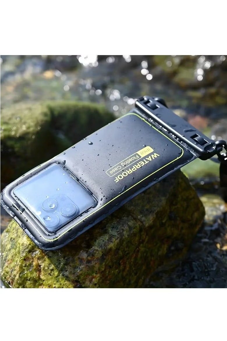 防水手机袋漂浮，IP68 防水手机壳，适用于 iPhone 16 Pro 15 14 13 12 11 Pro Max 三星谷歌，带可调节挂绳干燥袋，带手机干燥袋巡游海滩必备，黑色 - Image 1