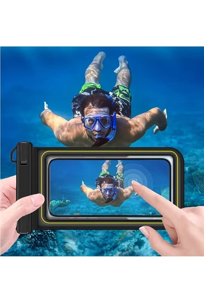 防水手机袋漂浮，IP68 防水手机壳，适用于 iPhone 16 Pro 15 14 13 12 11 Pro Max 三星谷歌，带可调节挂绳干燥袋，带手机干燥袋巡游海滩必备，黑色 - Image 3