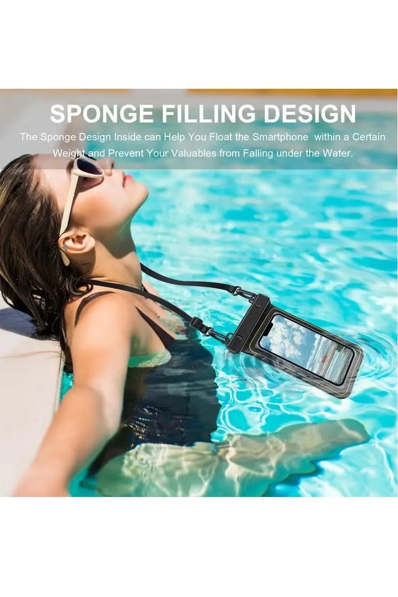 防水手机袋漂浮，IP68 防水手机壳，适用于 iPhone 16 Pro 15 14 13 12 11 Pro Max 三星谷歌，带可调节挂绳干燥袋，带手机干燥袋巡游海滩必备，黑色 - Image 4