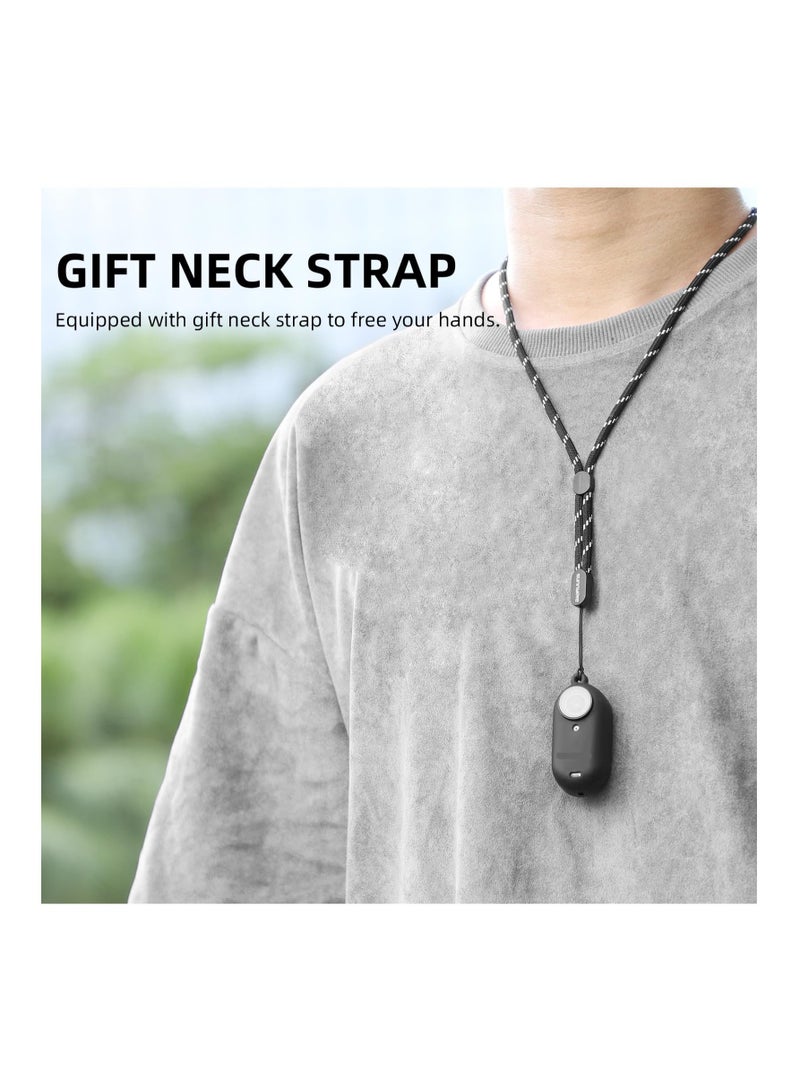 GO 3 Action Camera Silicone Skin, Lens Protector, and Neck Strap Bundle - Outdoor/Travel Accessories for Insta360 Go 3, Anti-Scratch Protective Cover (Black) - Image 3