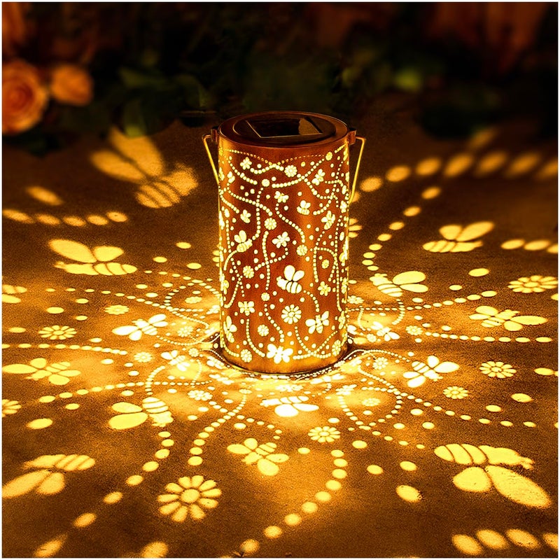 EZTZEN Bee Solar Lanterns Outdoor Waterproof Hanging Solar Lights Bee Gifts for Women Men Metal Decorative LED Bee Lanterns for Garden DecorYardPatioLawnTabletopPathwayLandscape - Image 2