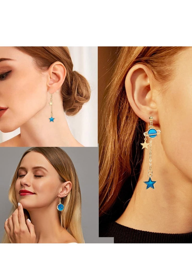 SYOSI 8 Pairs Assorted Multiple Stud Earrings Jewelry Set Enamel Moon Star Drop Bohemian Style Retro Earrings Alloy Earring Set for Woman Mother Girls Friends Gift - Image 5