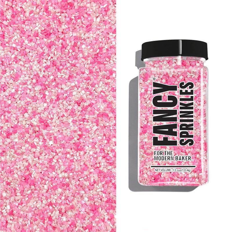 Fancy Sprinkles رشات فاخرة من حلوى القطن بنكهة عيد الحب، بلورات سكر لامعة، ونجوم جليتر صالحة للأكل (4 أونصات) - Image 1