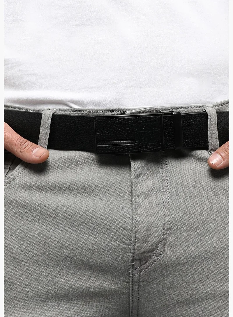 French Accent Textured Formal PU Leather Buckle For Men