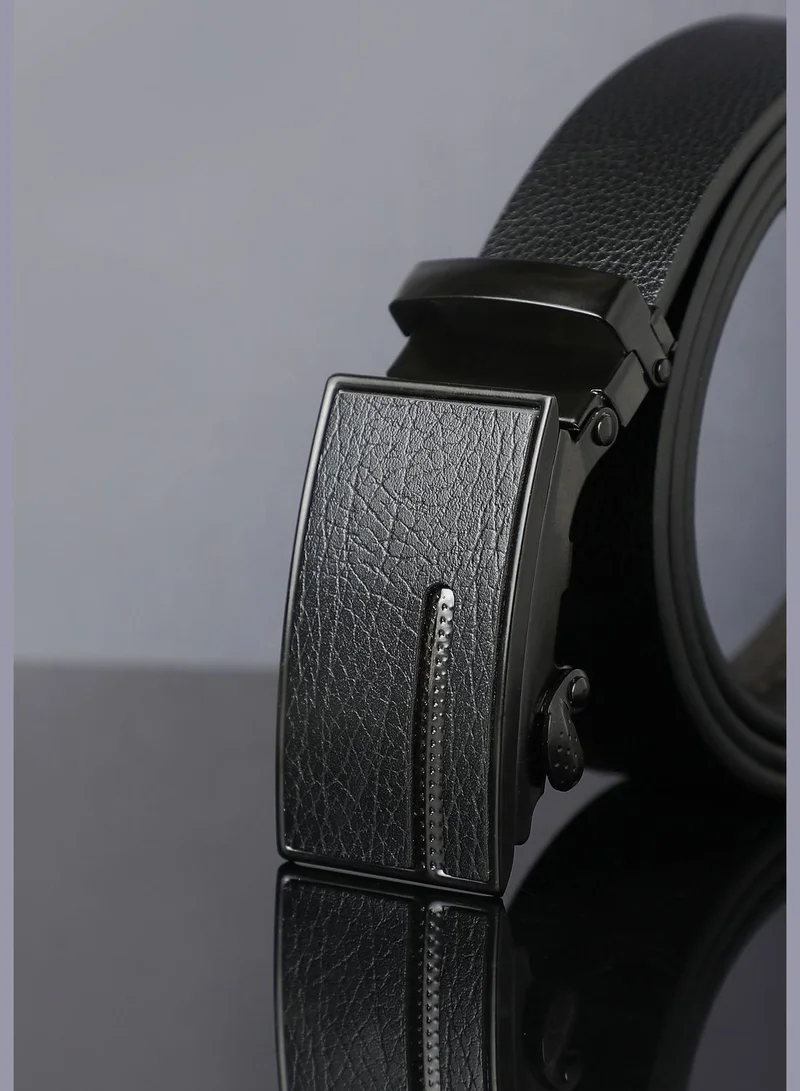 French Accent Textured Formal PU Leather Buckle For Men