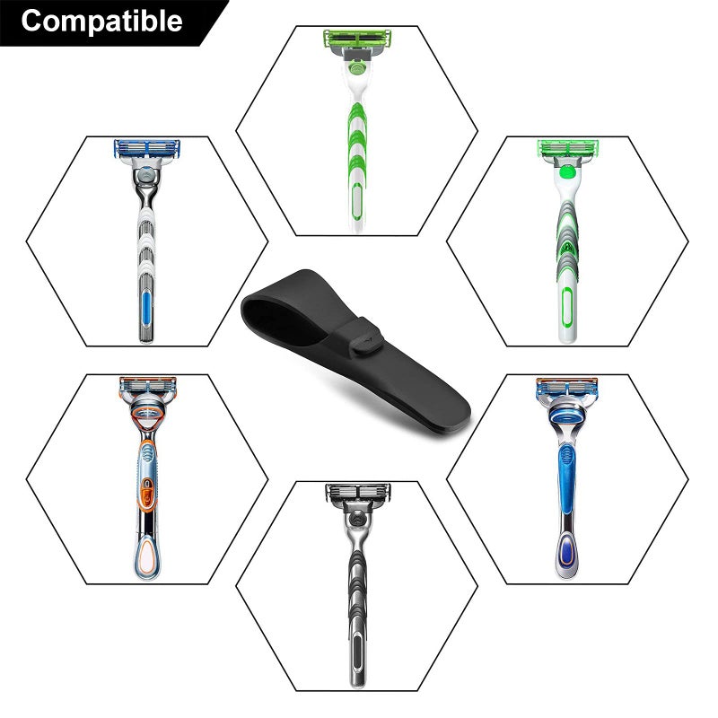 LinMei 2 Pack Silicone Razor Travel Case, Blue+Black, Compatible with Gillette, Parker, Merkur Razor - Image 4