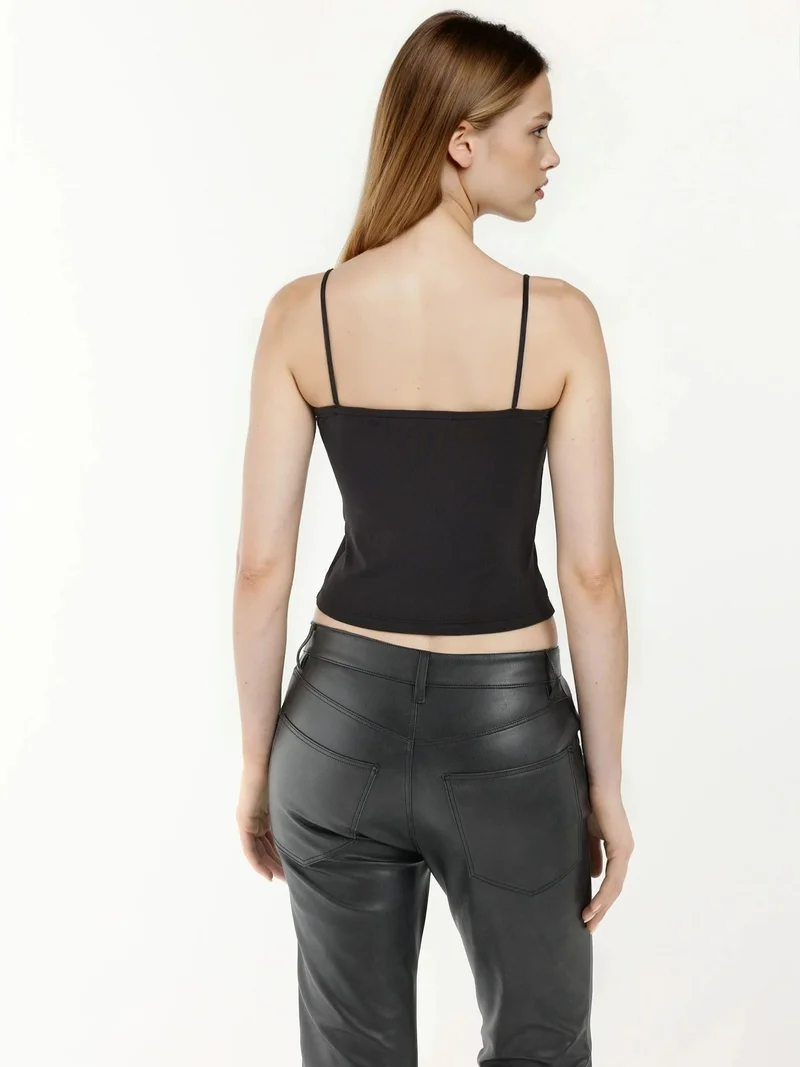 Hiccup Black Square Collar Crop Top for Women | Best Price UAE