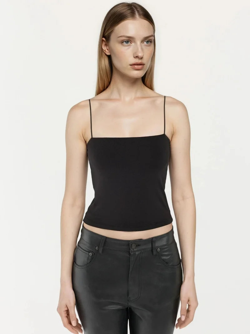 Hiccup Black Square Collar Crop Top for Women | Best Price UAE