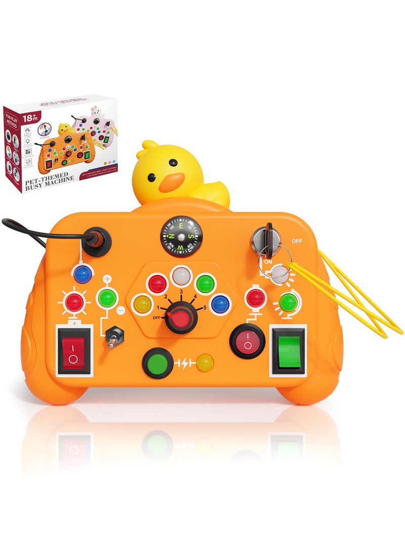 Excefore Busy Board with LED Light, Montessori Toy for 1-3 Year Olds, Airplane Travel Toy, Switches Busy Board, Birthday Gift, Preschool Learning Activities for Boys and Girls - Image 1