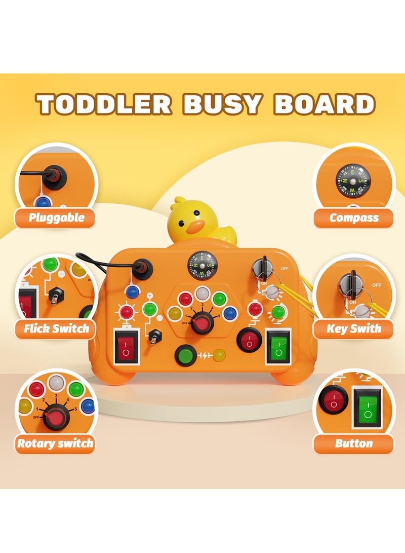 Excefore Busy Board with LED Light, Montessori Toy for 1-3 Year Olds, Airplane Travel Toy, Switches Busy Board, Birthday Gift, Preschool Learning Activities for Boys and Girls - Image 2