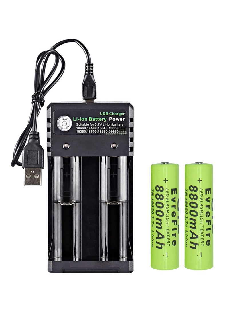 8800mAh 18650 Battery and 2-Bay Charger Speedy Smart Lithium Charger for 3.7V Rechargeable Batteries Li-ion IMR 10440 14500 16340 18650 RCR123A CR2 Batteries - Image 1