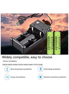 Generic 8800mAh 18650 Battery and 2-Bay Charger Speedy Smart Lithium Charger for 3.7V Rechargeable Batteries Li-ion IMR 10440 14500 16340 18650 RCR123A CR2 Batteries  - Image 3