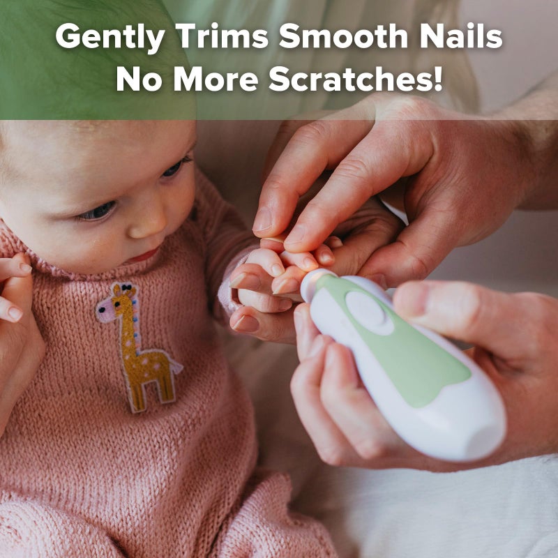 haakaa Baby Nail Trimmer Electric Baby Nail Clippers Kit for Newborn, Toddler or Adults Fingernails and Toenails Care, Baby Nail Care Set & Extra 4 Replacement Pads Combo - Meadow - Image 2