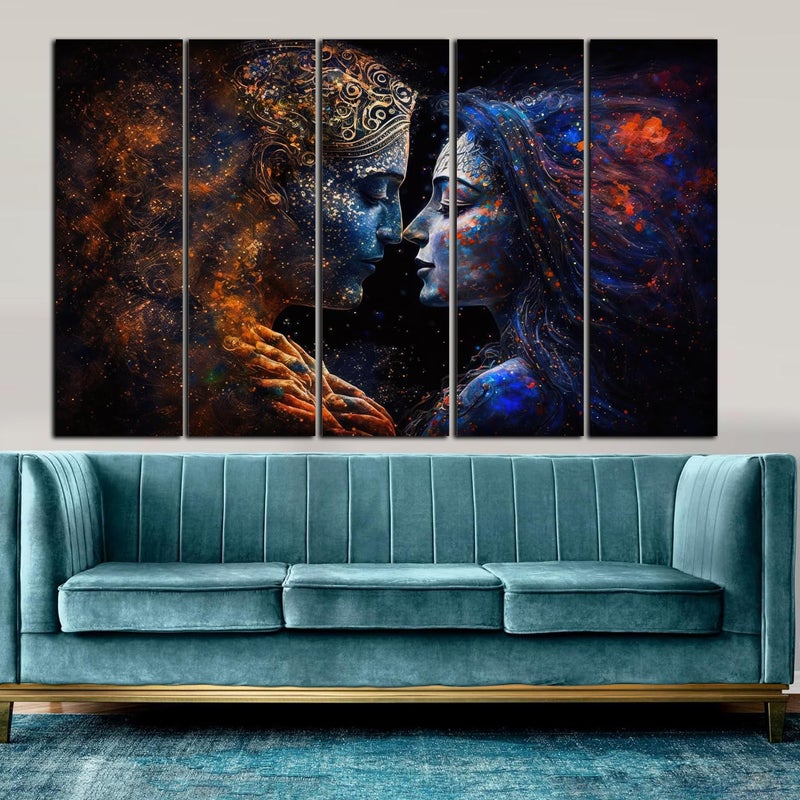 KYARA ARTS Radha Krishna painting with frame Big Size(36inchx60inch) Radha Krishna in Love Wall art for living room,Bedroom,Drawing room,Hotels-Wooden Framed-Digital Painting - Image 2