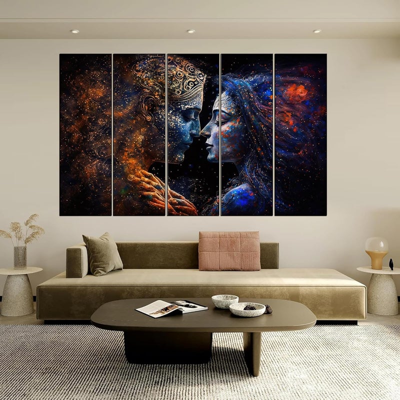 KYARA ARTS Radha Krishna painting with frame Big Size(36inchx60inch) Radha Krishna in Love Wall art for living room,Bedroom,Drawing room,Hotels-Wooden Framed-Digital Painting - Image 1