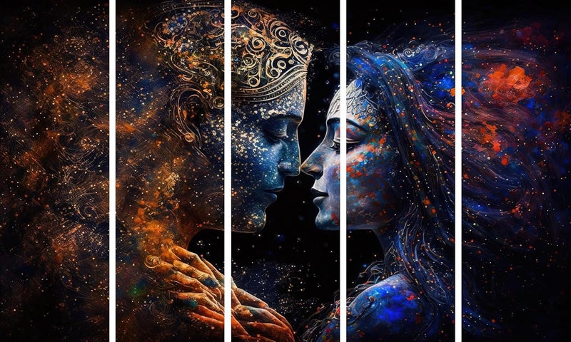 KYARA ARTS Radha Krishna painting with frame Big Size(36inchx60inch) Radha Krishna in Love Wall art for living room,Bedroom,Drawing room,Hotels-Wooden Framed-Digital Painting - Image 4