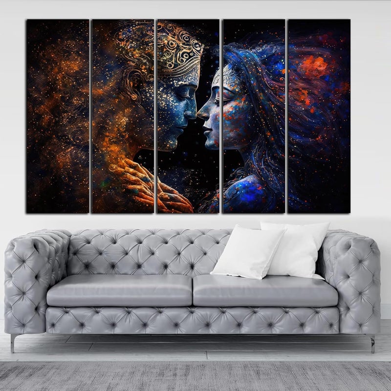 KYARA ARTS Radha Krishna painting with frame Big Size(36inchx60inch) Radha Krishna in Love Wall art for living room,Bedroom,Drawing room,Hotels-Wooden Framed-Digital Painting - Image 3