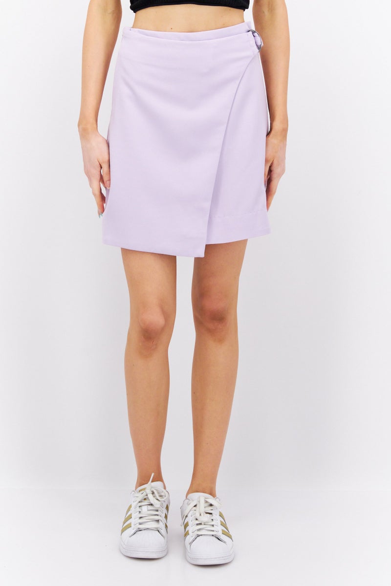 MONKI Women Solid Mini Skirt, Lilac - Image 1