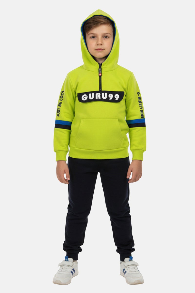 guru G99 بواسطة جورو مجموعة هوديز وسروال للأطفال الأولاد بشعار العلامة التجارية، متعدد الألوان - Image 1