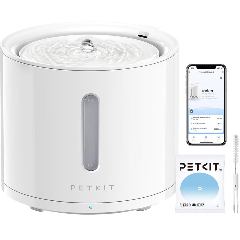 PETKIT EVERSWEET Solo 2 Cat Water Fountain with Pump, Ultra Quiet 70oz/2L Pet Water Fountain for Cats and Dogs Inside, 3 Working Modes, Visualization Window, (App Control) - Image 1