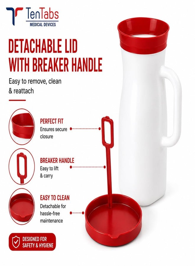 TenTabs Unisex Polypropylene Autoclavable Urinal Bottle (1000 ml) | Reusable Bedside Urine Pot for Patients, Elderly & Travel | Leakproof with Lid & Handle - Image 2